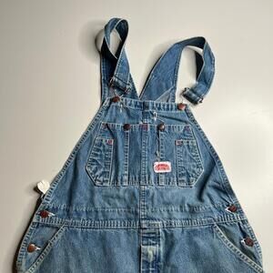Vintage Round House Denim Bib Overalls USA Made Faded Workwear 38x30
